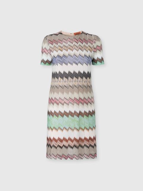 Missoni Short-Sleeve Viscose Lamé Mini Dress