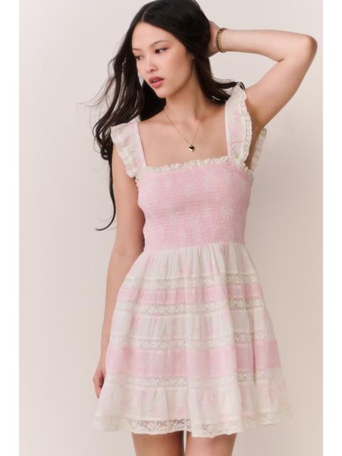 LoveShackFancy Colbera Mixed Print Cotton Mini Dress