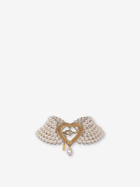 Moschino CHOKER NECKLACE WITH PEARLS AND HEART