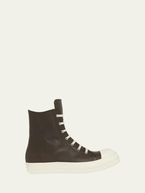 Rick Owens Men's Washed Leather High-Top Sneakers