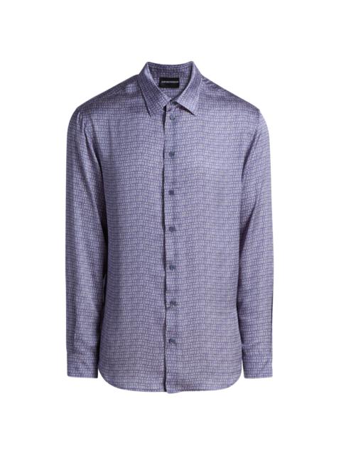 EMPORIO ARMANI Men's Geometric Sport Shirt - Periwinkle
