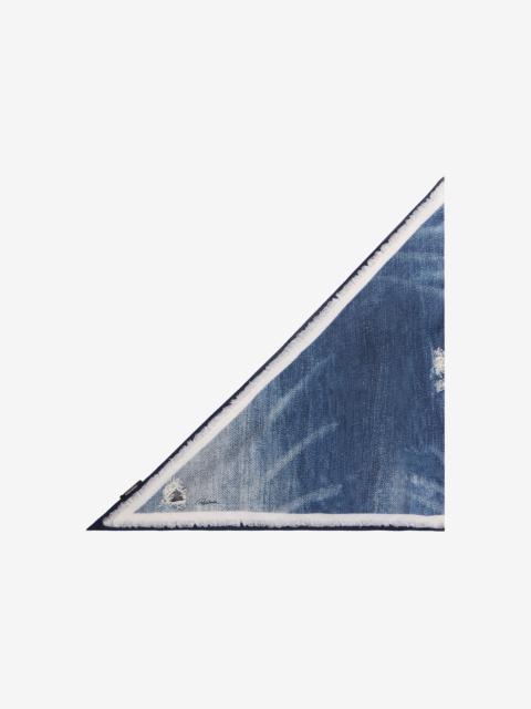 Silk scarf with denim patchwork print