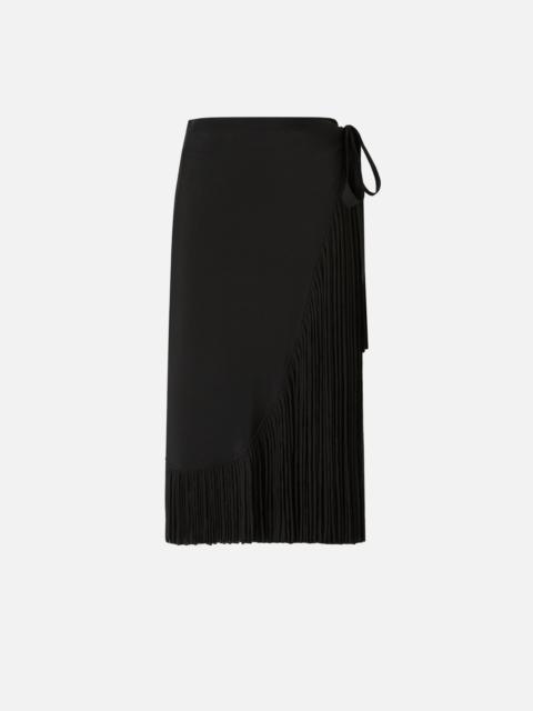 PINKO CALF-LENGTH WRAP SKIRT WITH FRINGING