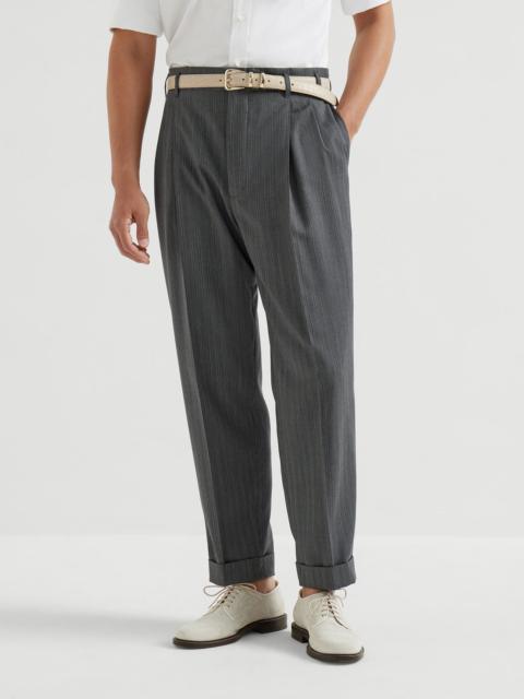 Brunello Cucinelli Striped pattern virgin wool fresco trousers with double pleats