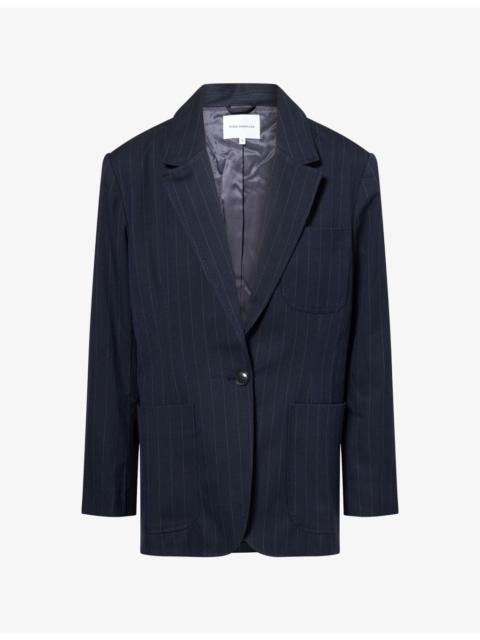 GOOD AMERICAN The Oversized Stripe-Pattern Woven Blazer