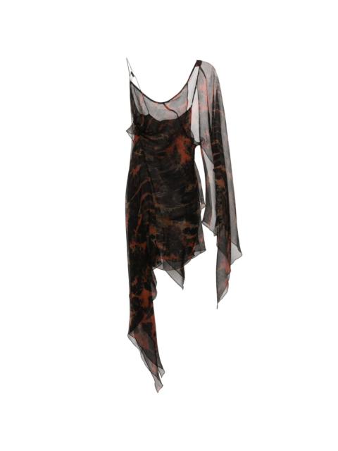 KNWLS acid flame-print silk dress
