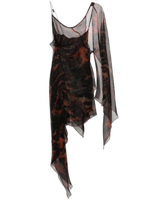 acid flame-print silk dress