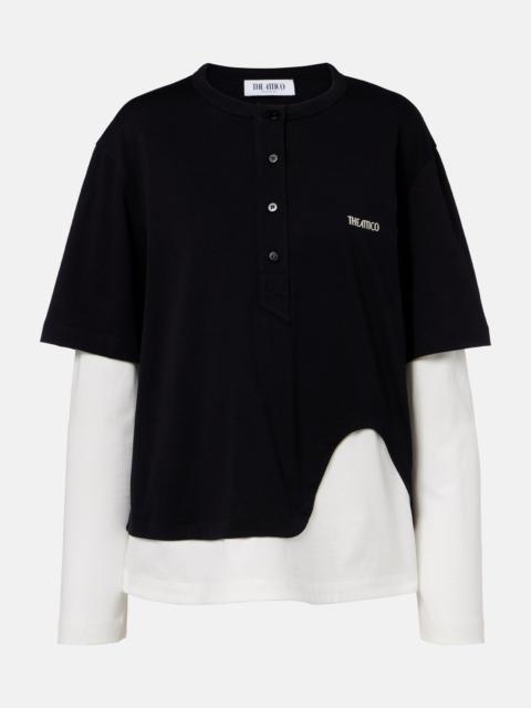 THE ATTICO Layered cotton jersey T-shirt