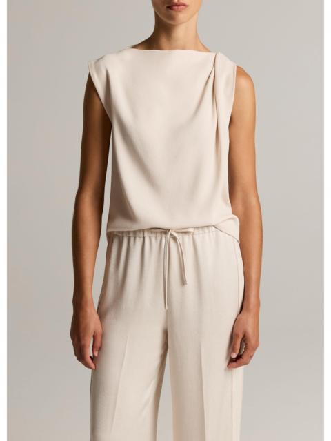 Vince Crepe Draped-Shoulder Sleeveless Top