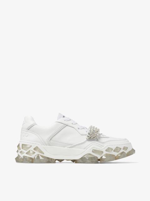 JIMMY CHOO Diamond X Strap/F
White Calf Leather Low Top Trainers with Crystal Strap