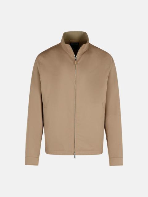 ZEGNA BEIGE POLYESTER BOMBER JACKET