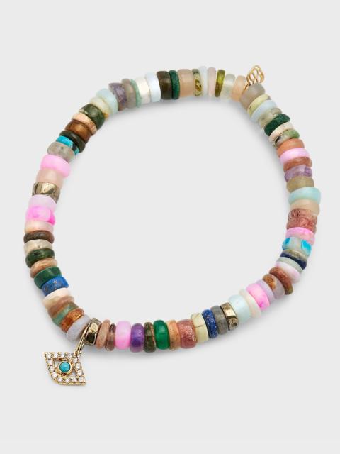 SYDNEY EVAN Opal Bead Diamond Evil Eye Bracelet