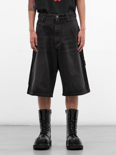 VETEMENTS Black Denim Cross Carpenter's Shorts