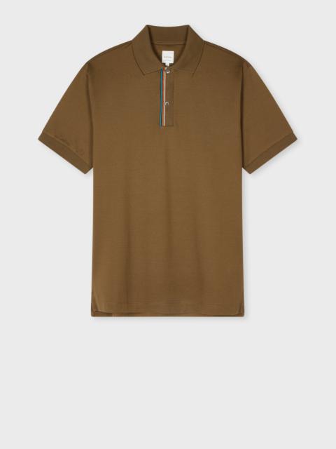Paul Smith Dark Khaki 'Signature Stripe' Trim Polo Shirt