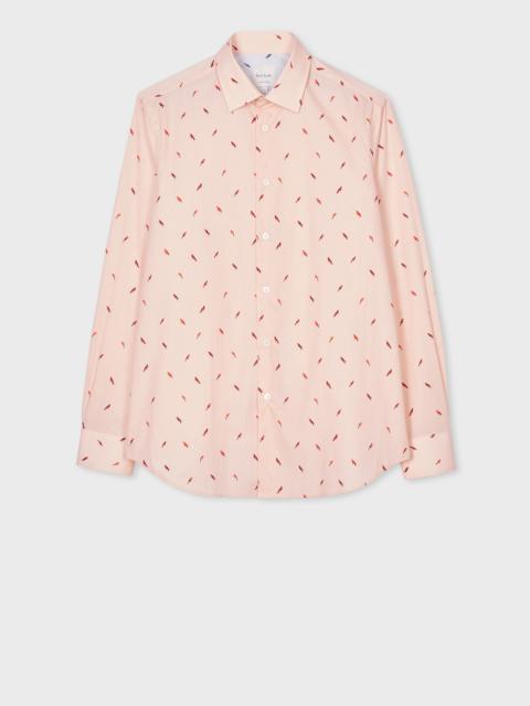Tailored-Fit Light Pink 'Bird' Print Shirt