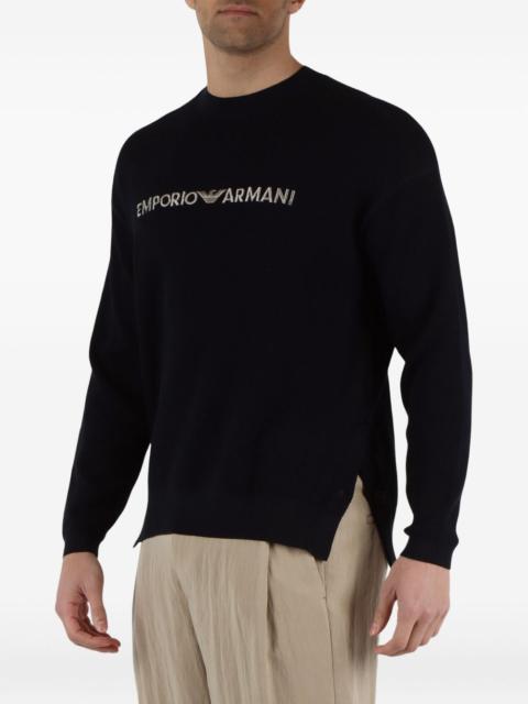 EMPORIO ARMANI logo side-slits sweater