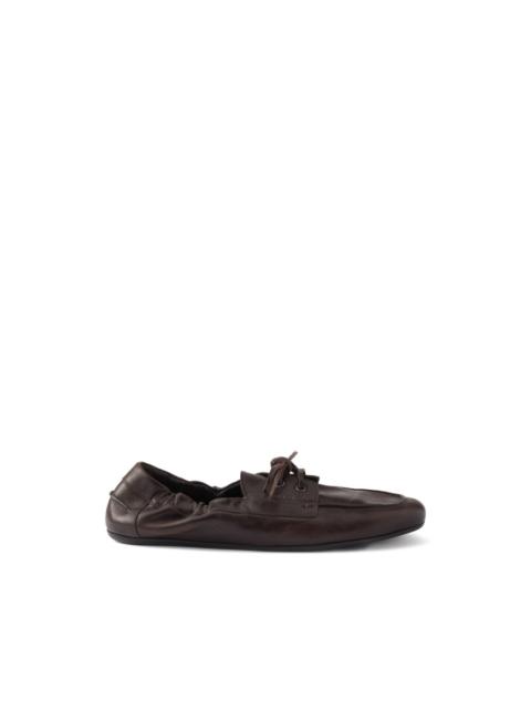 Prada Shuffle Antiqued lace-up boat shoes
