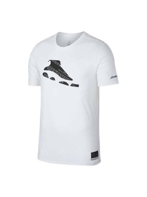 Nike Men's Nike Solid Color Pattern Printing Athleisure Casual Sports Short Sleeve White Black T-Shirt AR