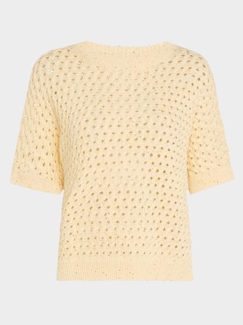 PESERICO Sequin-Embellished Open Knit Sweater