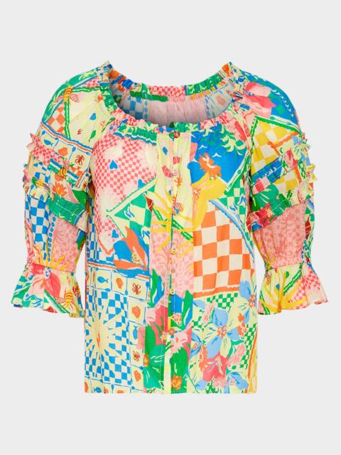 RAMY BROOK Lula Garden Puff-Sleeve Top