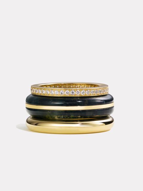 By Pariah Stack_Classic Ring Stack | Moss Agate