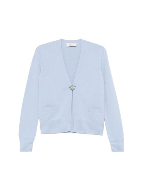 crystal-embellished brooch cardigan