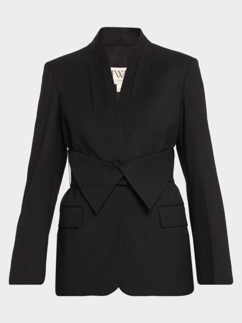 TWP After Five Collarless Wool Suiting Blazer