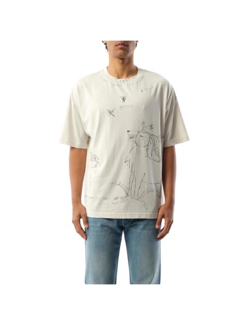 Dyed Print Short-Sleeved T-Shirt in Ivory