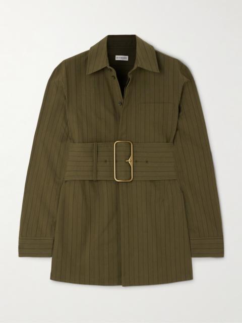 Burberry Belted Pinstriped Cotton-poplin Shirt