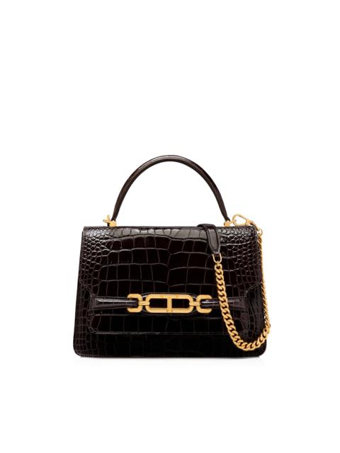 SHINY STAMPED CROCODILE LEATHER WHITNEY MEDIUM TOP HANDLE