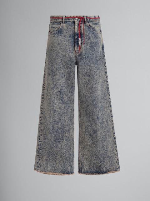 Marni PINK FLARED 5 POCKET TROUSERS IN MARBLE-DYED DENIM