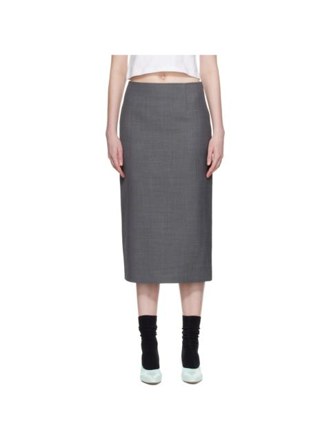 SHUSHU/TONG Gray Straight Fitted Midi Skirt
