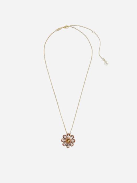 Necklace with red gold flower pendant