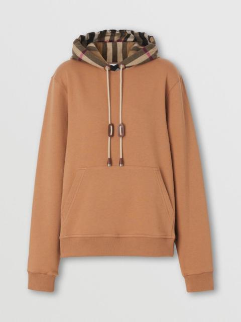 Burberry Check Hood Cotton Oversized Hoodie