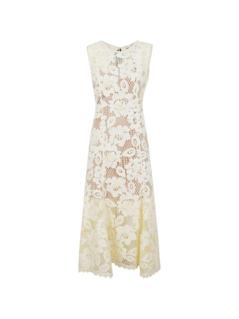 self-portrait floral-lace midi dress