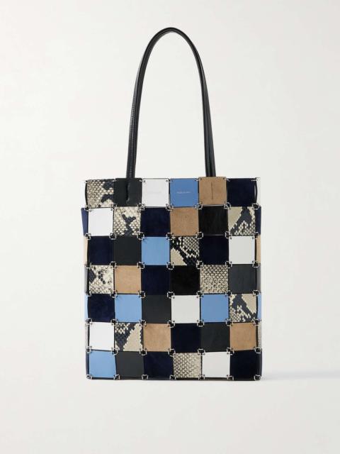 KHAITE Emma embellished paneled leather and suede shoulder bag Multi