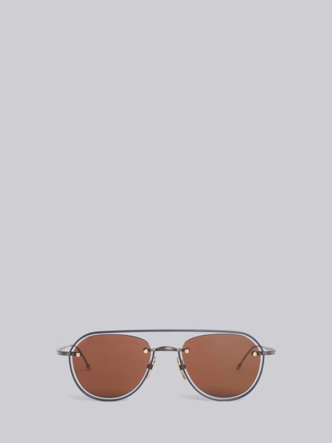 Thom Browne TB112 - Black Iron Aviator Sunglasses