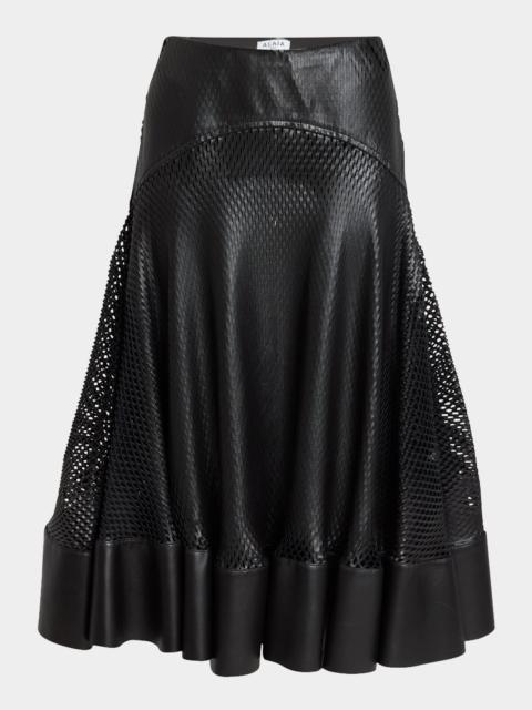 Alaïa Perforated Leather Flare Skirt