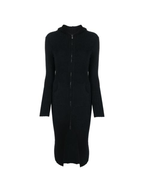 zip-up ribbed midi dress