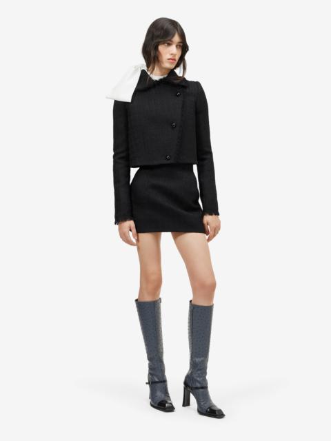 Alexander McQueen Women's Light Tweed Cropped Jacket in Black