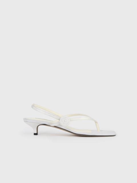 TOTEME Slingback satin flip flops ecru