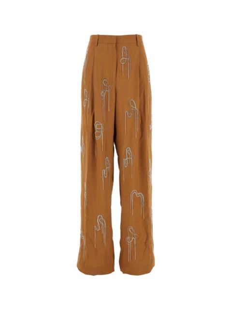 パンツ DRIES VAN NOTEN Caramel Viscose Blend Wide-Leg Pant Dries Van Noten Dries Van Noten Women Caramel Viscose Blend