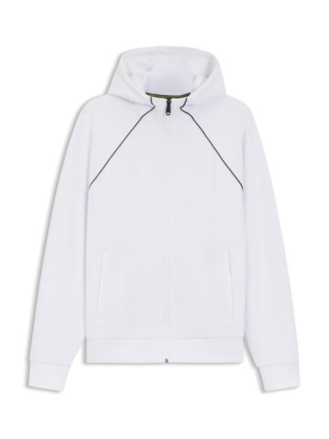 BOSS PIPING-DETAIL ZIP-UP HOODIE IN A COTTON BLEND