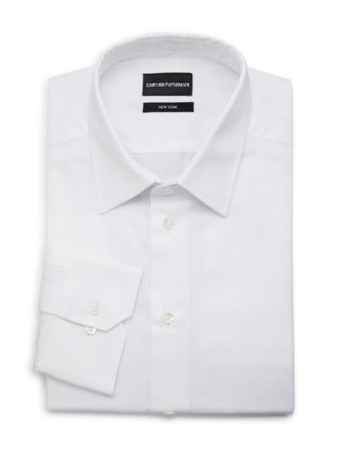 EMPORIO ARMANI Men's Textured Cotton Button-Front Dress Shirt - White