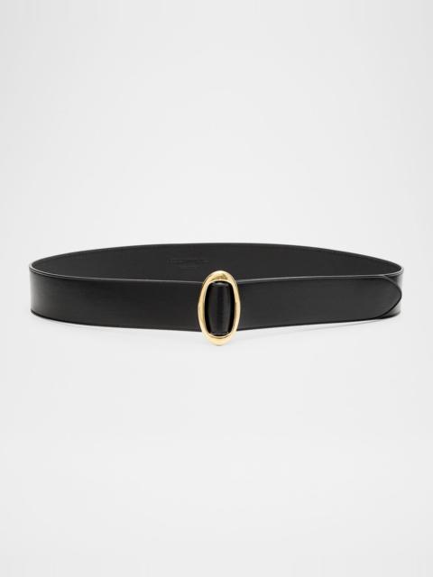 SAINT LAURENT Cintura Buckle Leather Belt