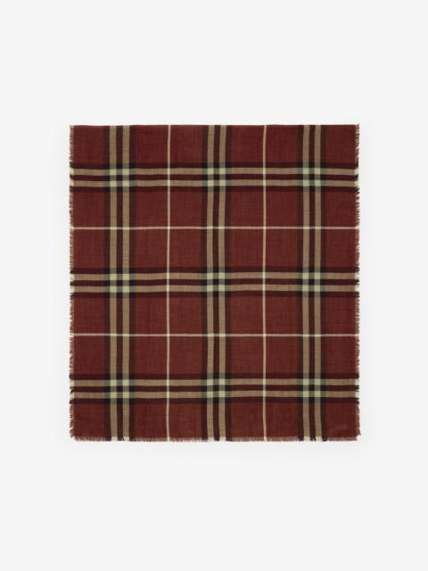 Burberry Wide Reversible Check Wool Silk Scarf