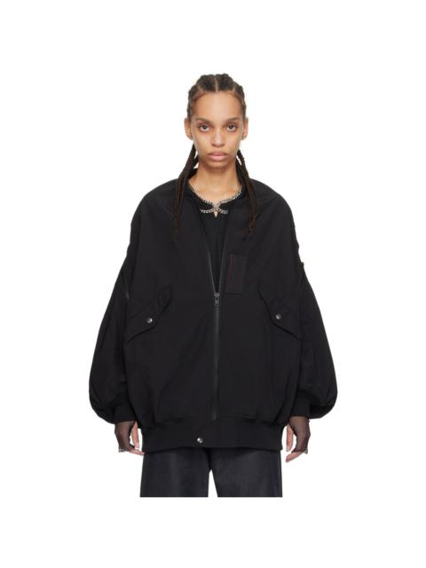 Junya Watanabe Black Gathered Bomber Jacket