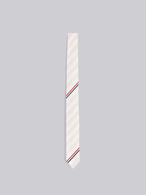 Thom Browne Light Pink Stripe Silk Cotton Jacquard Classic Tie