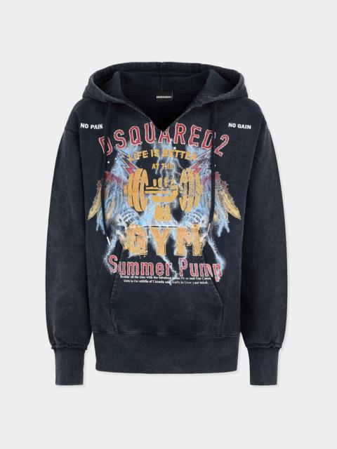 DSQUARED2 ROCK WASH LONG & LEAN FIT HOODIE