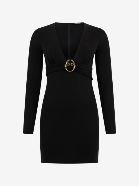 Roberto Cavalli Black Dress Mini With Plunging Neckline